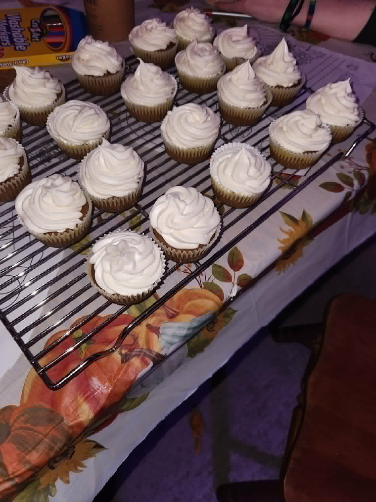 Vanilla cupcakes with swirled frosting