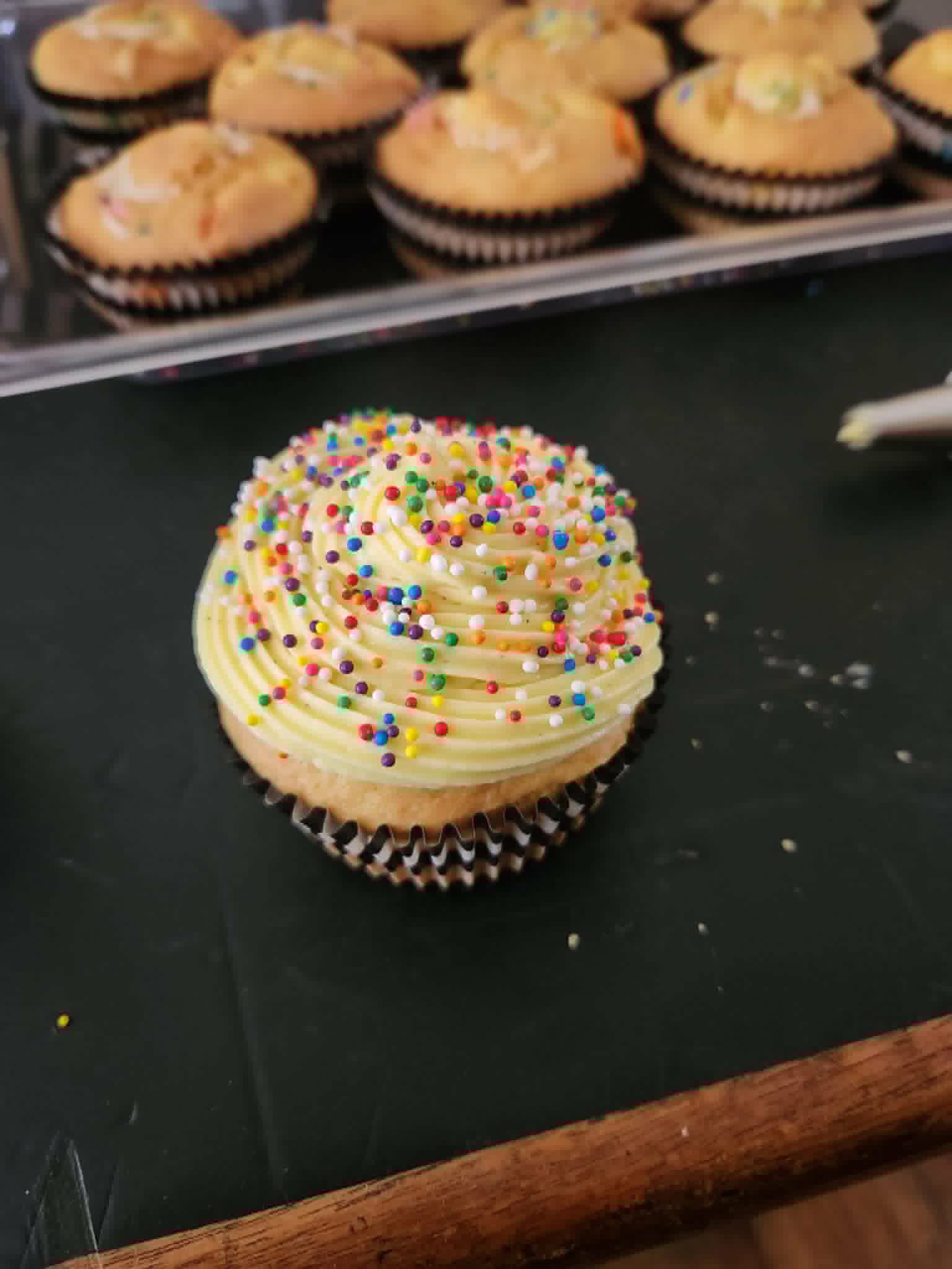 Cupcakes arranged on a tray for an order