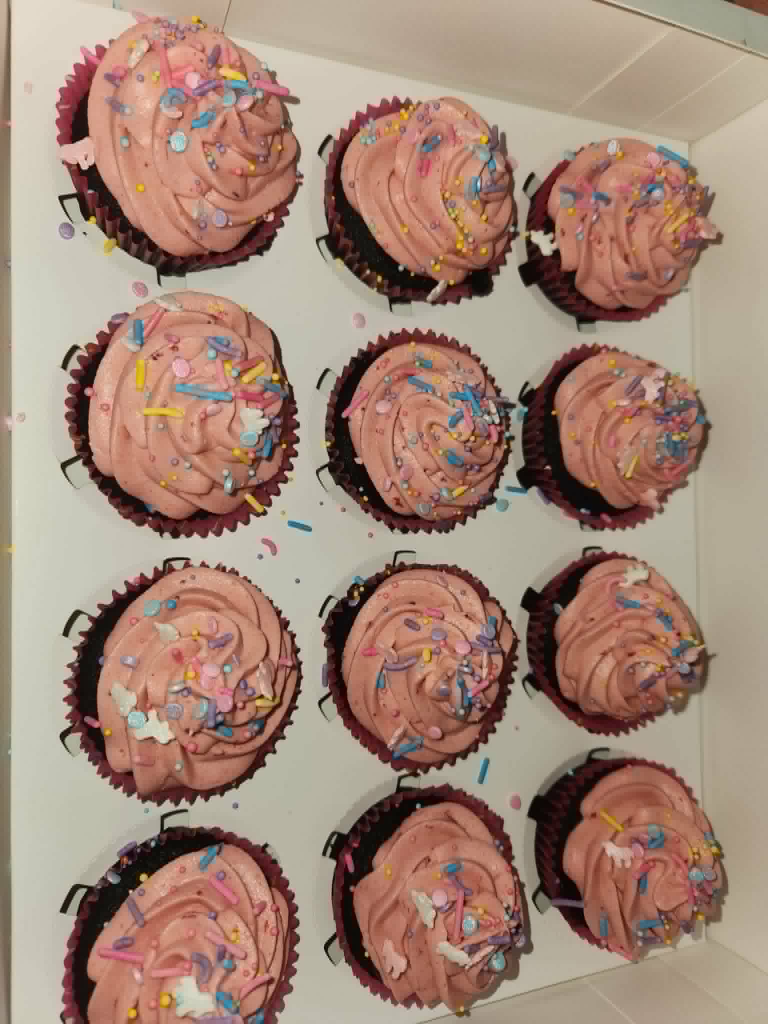 Close-up of decorated custom cupcakes